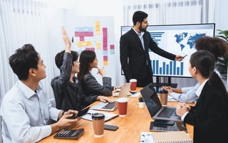 Data science team discussing AI project roadmap