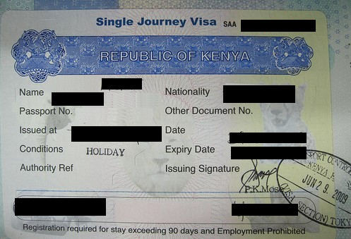 Kenya Single Entry Paper Visa